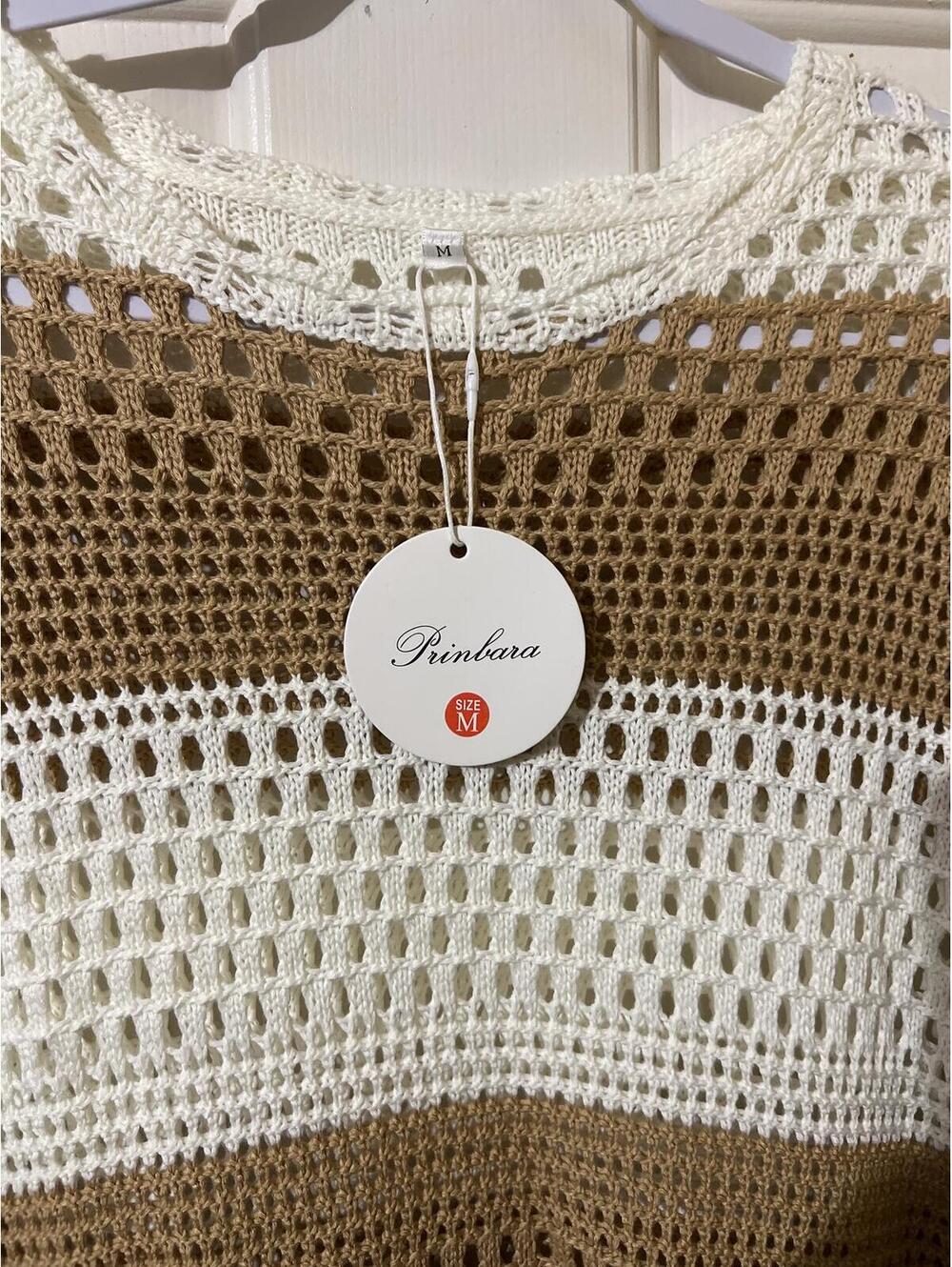 Prinbara Medium Crochet Knit Beach Cover-Up Dress M - Picture 3 of 7